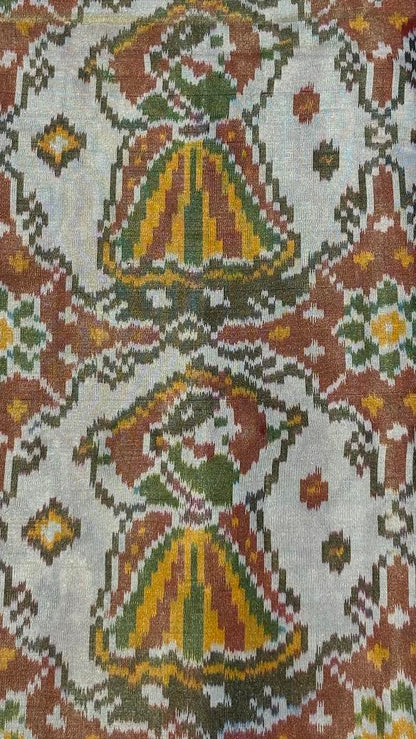 Pochampally Ikat Silk Tissue Patola Saree with Red &amp; Gold Zari Border