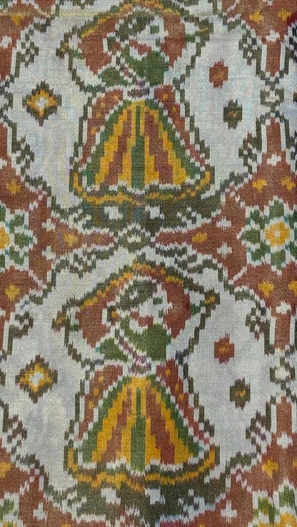Pure Pochampally Ikkat Silk White Red Saree - pochampallysarees.com