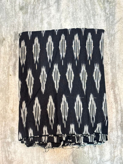 Pochampally Double Ikkat Cotton Suit Black Pant Set B42