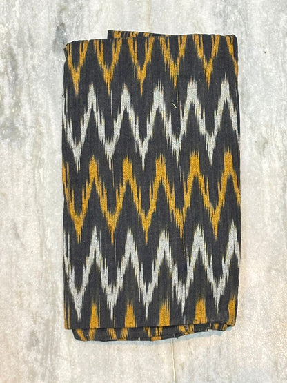 DOUBLE IKAT COTTON COFFE BROWN COLOR DRESS MATERIAL -C46