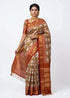 Pure Pochampally Ikkat Silk White Red Saree - pochampallysarees.com