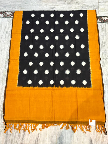 DOUBLE IKAT BLACK WITH YELLOW COLOR DRESS MATERIAL-B11