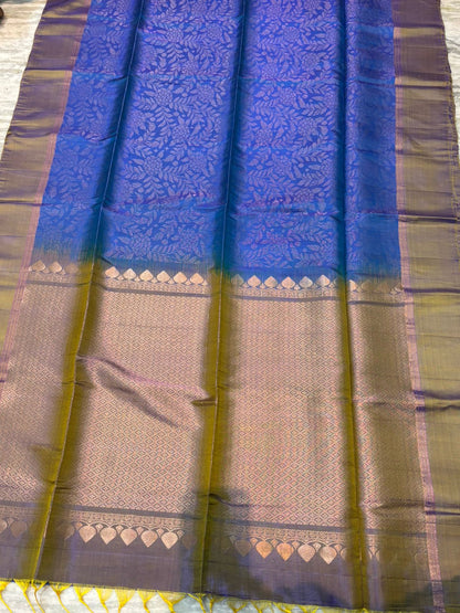 Elegant Dual Tone Blue &amp; Purple Soft Silk Saree | Buy Online