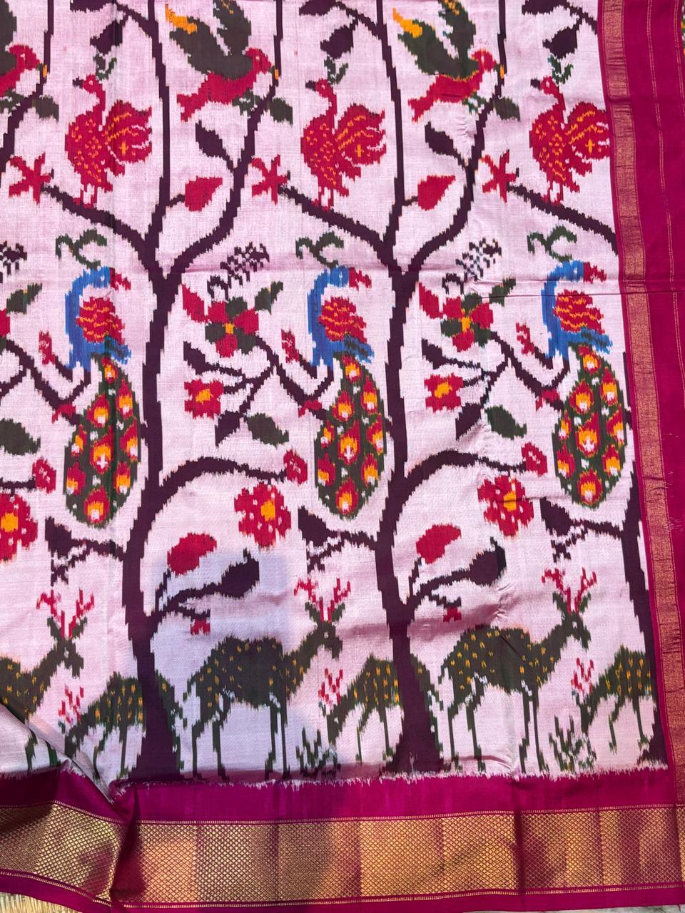 Authentic Pure Silk Patola Saree Original Cream Red