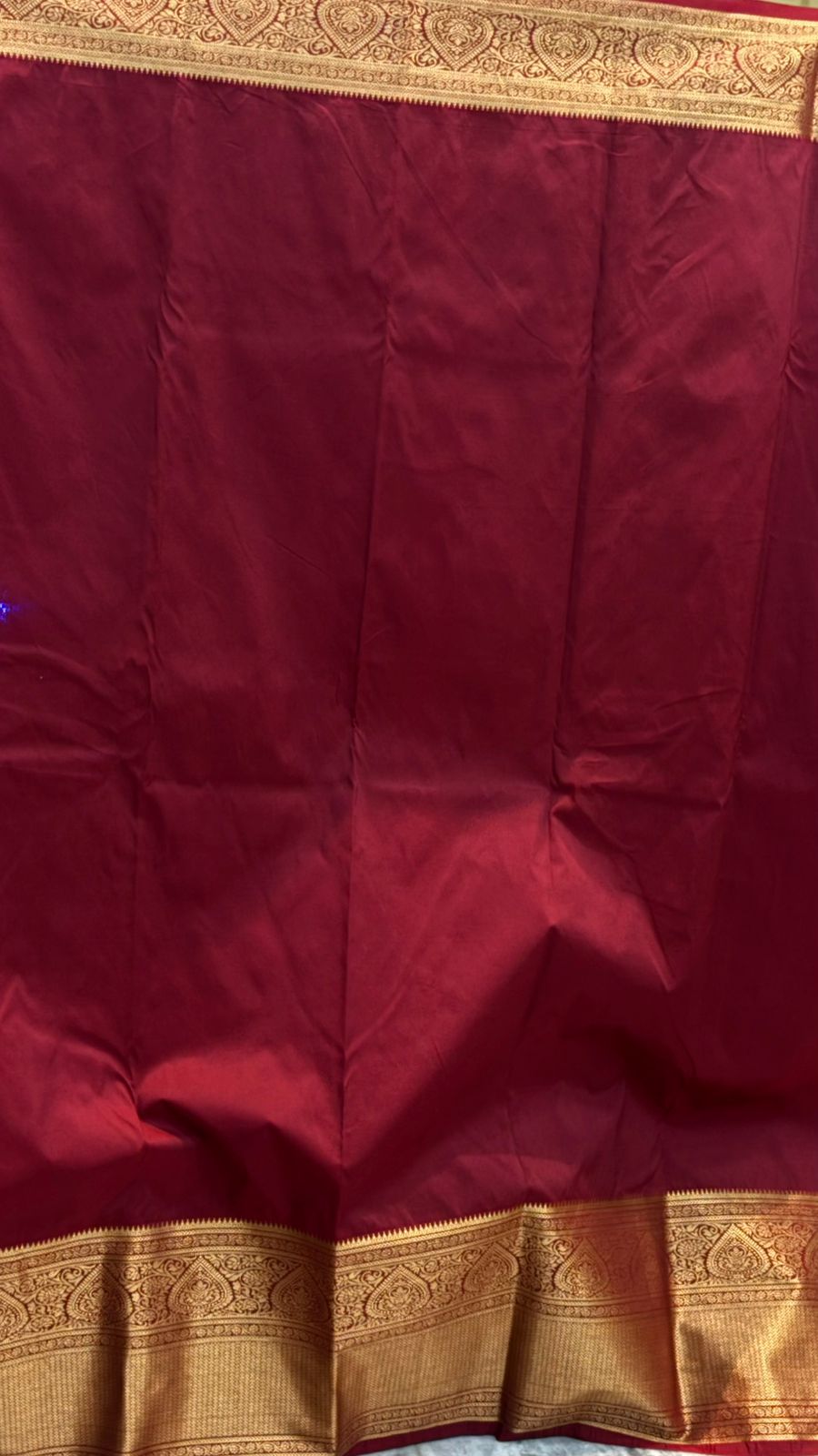 Stunning Maroon Silk Dharmavaram Saree with Elaborate Gold Zari Border
