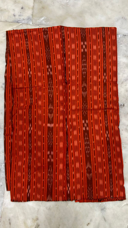 Terracotta Ikat Unstitched Handloom Cotton Suit Material (3-pc Set)