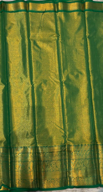 Dharmavaram Pattu Silk Saree – Mustard Yellow &amp; Green