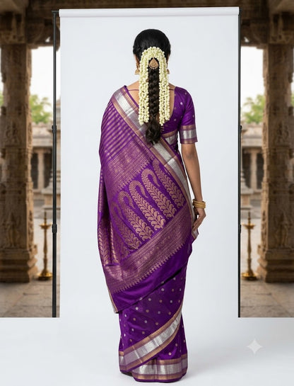 Elegant Purple Kanchi Soft Silk Saree with Zari Border