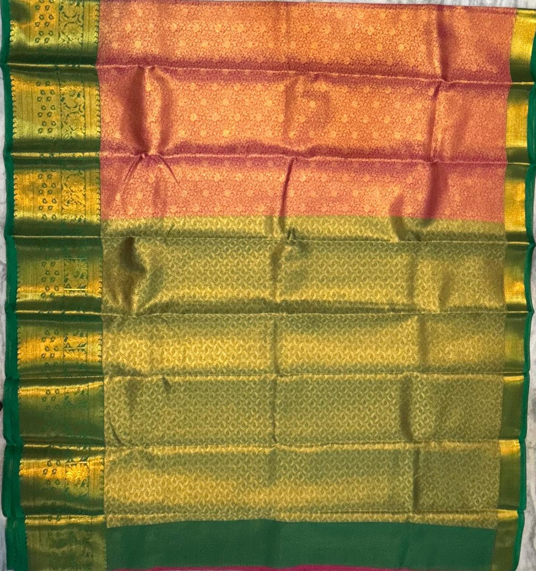 Dharmavaram Pattu Silk Saree – Red &amp; Green