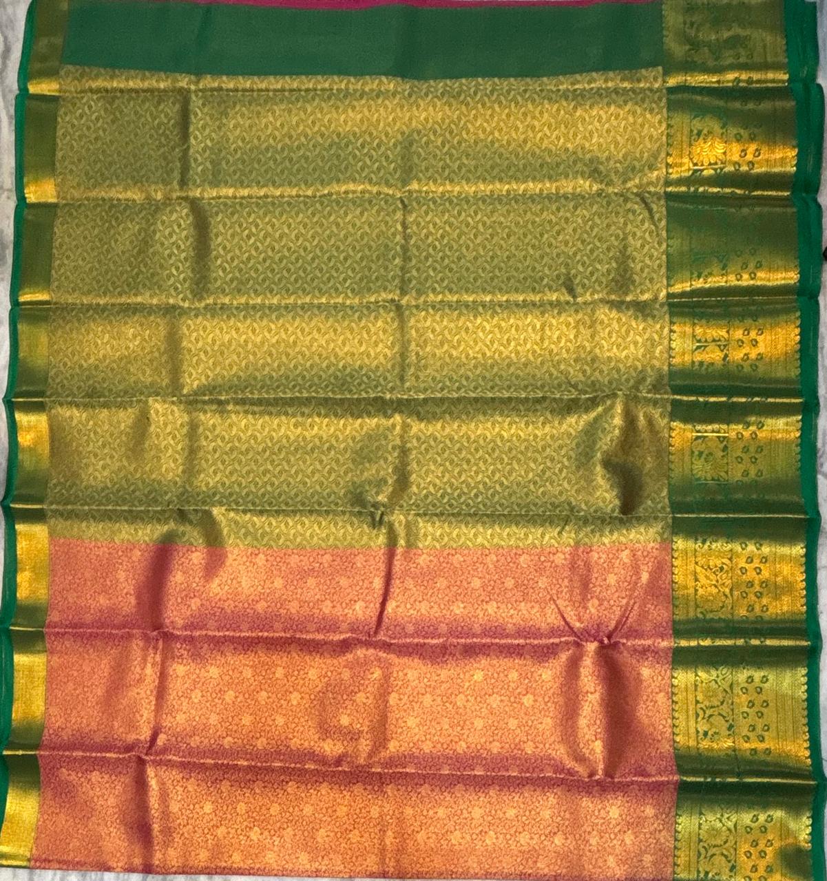 Dharmavaram Pattu Silk Saree – Red &amp; Green