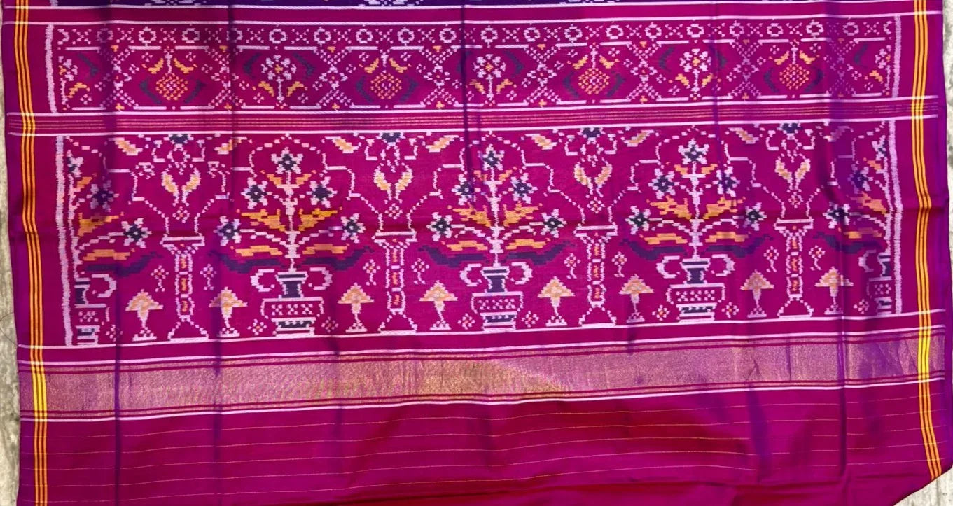 Authentic Deep Purple &amp; Magenta Pure Real Patola Silk Saree