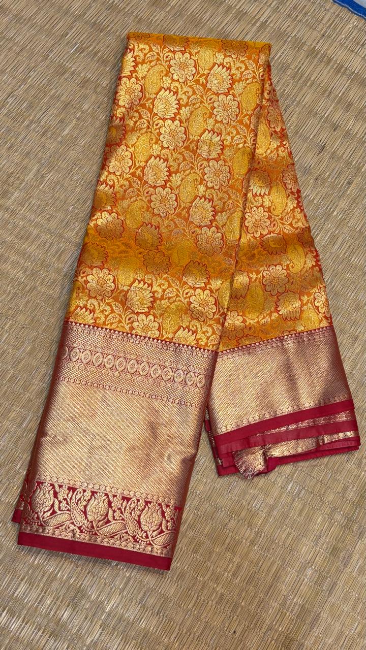 Exquisite Semi Dharmavaram Silk Saree with Rich Gold Zari Border &amp; Pallu