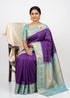 Pure Gadwal Silk Saree in Lavender with Light Blue Border - pochampallysarees.com