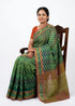 Elegant Green Zig-Zag Pattern Ikat Handloom Saree - pochampallysarees.com