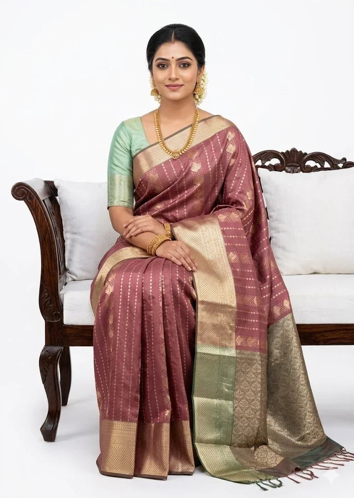 Elegant Magenta Purple Traditional Banarasi Silk Saree - pochampallysarees.com