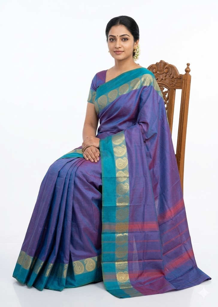 PURE NARAYANPET COTTON PLAIN SKY BLUE