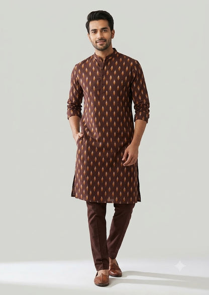 Handloom Maroon Pochampally Ikat Cotton Fabric