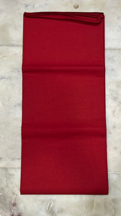 Pure Handloom Ikat Dark Green and Red Unstitched Suit Set