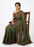 Pure Ikkat Cotton Saree in Olive Green | Traditional Ethnic Wear - pochampallysarees.com
