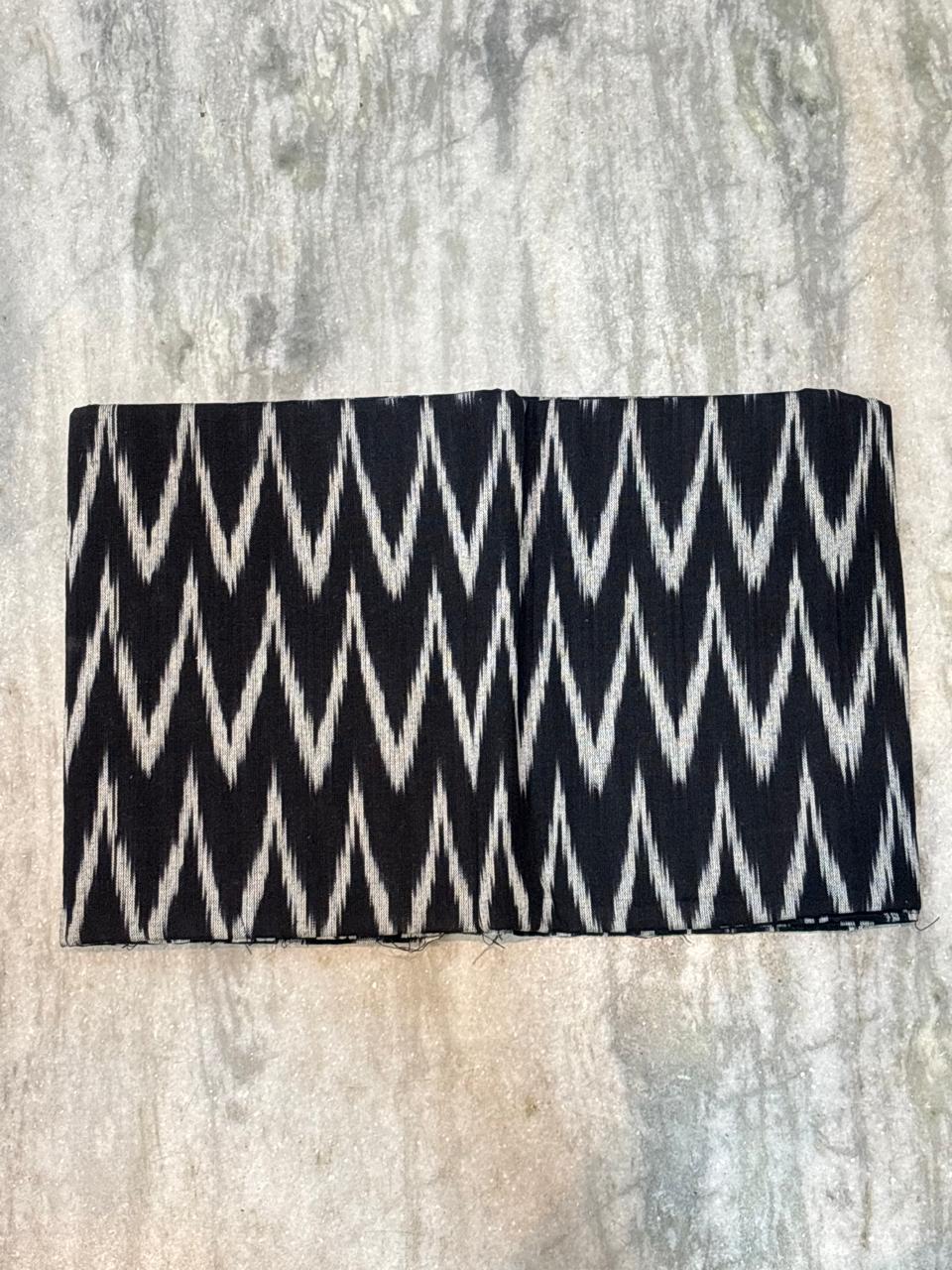 POCHAMPALLY IKKAT BLACK WITH YELLOW COLOR DRESS MATERIAL -C37