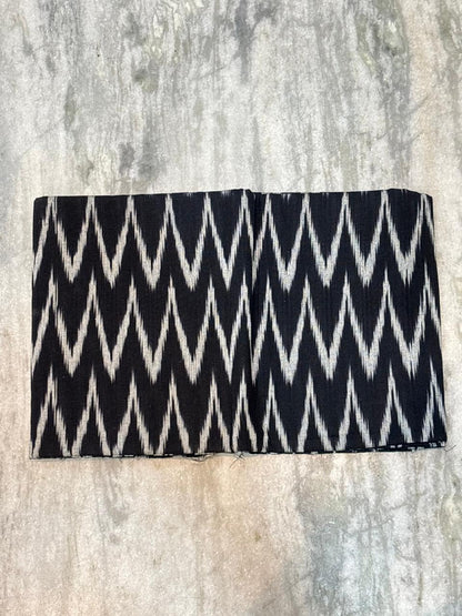 POCHAMPALLY IKKAT BLACK WITH YELLOW COLOR DRESS MATERIAL -C37