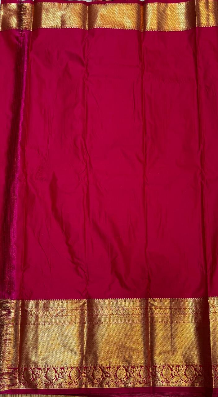 Exquisite Semi Dharmavaram Silk Saree with Rich Gold Zari Border &amp; Pallu