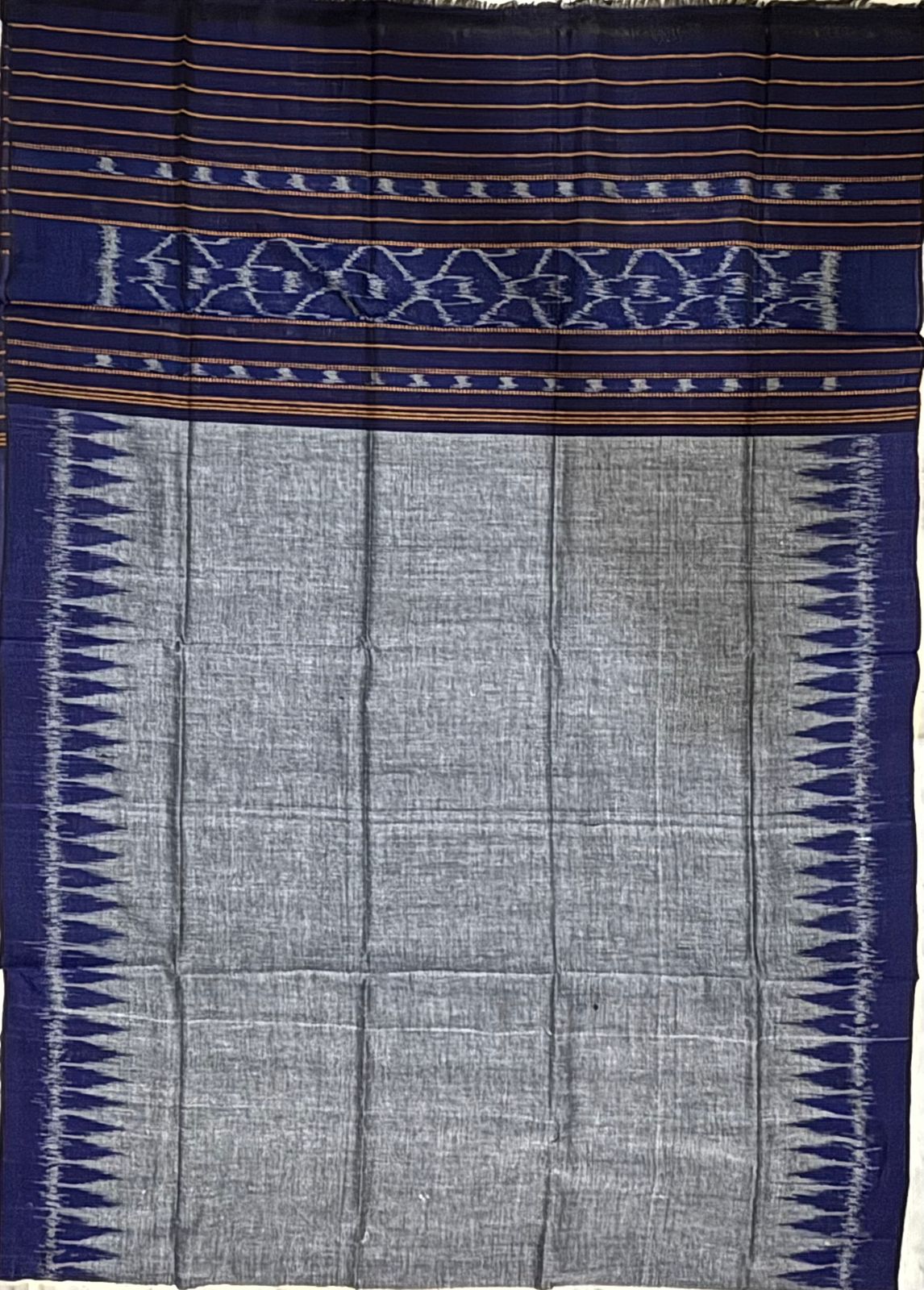 Unstitched Blue &amp; Grey Ikat Cotton Suit Material