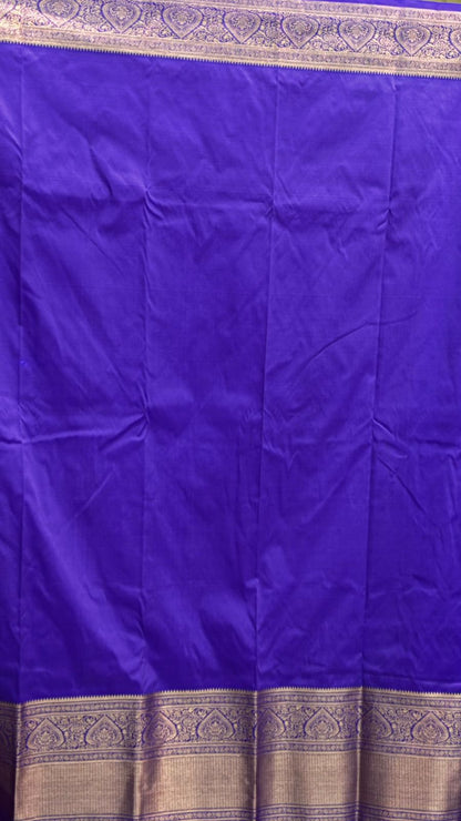 Authentic Vibrant Violet Dharmavaram Silk Saree with Heavy Gold Zari Borde