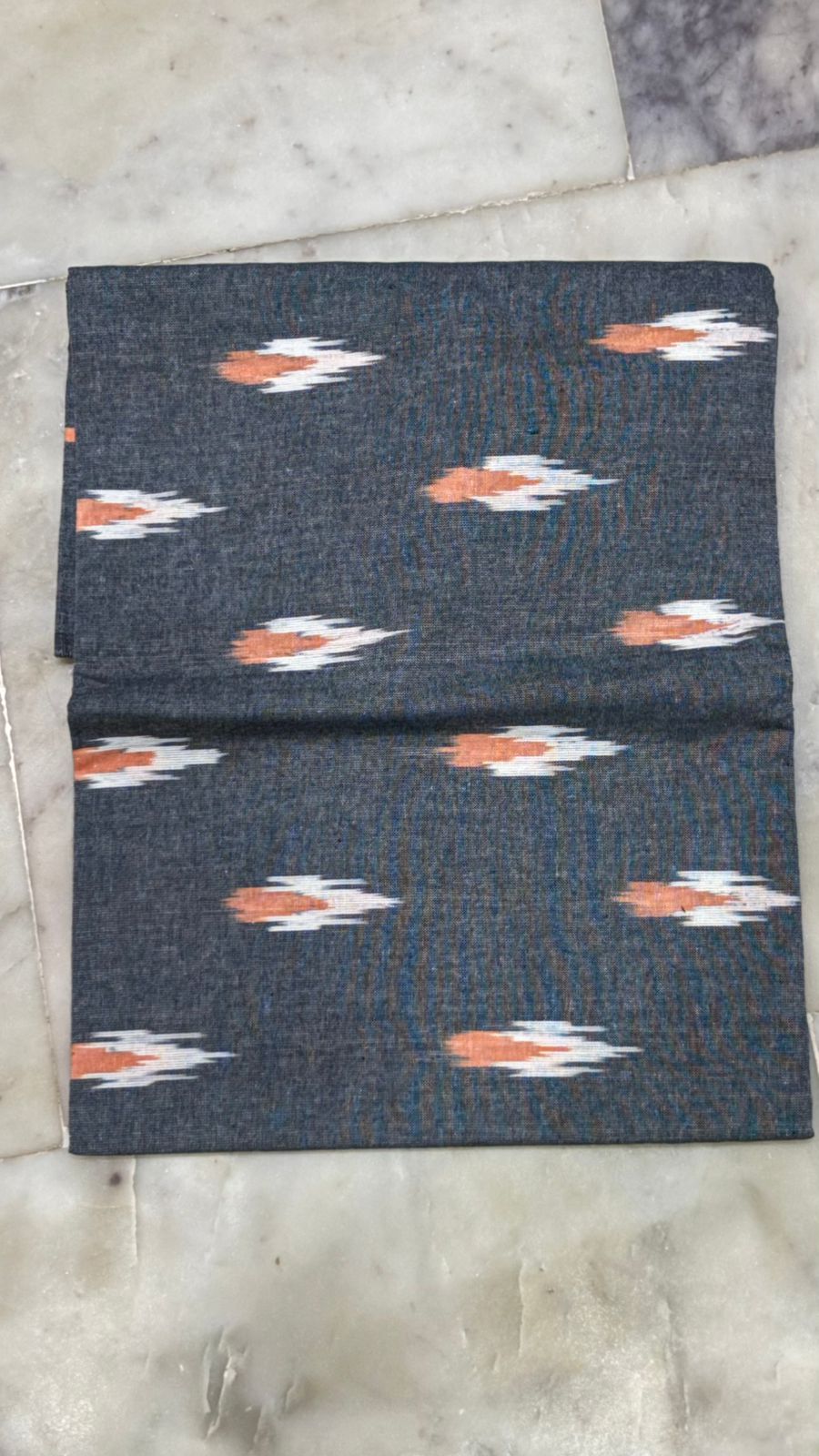 Handloom Ikat Grey and Terracotta Unstitched Suit Set
