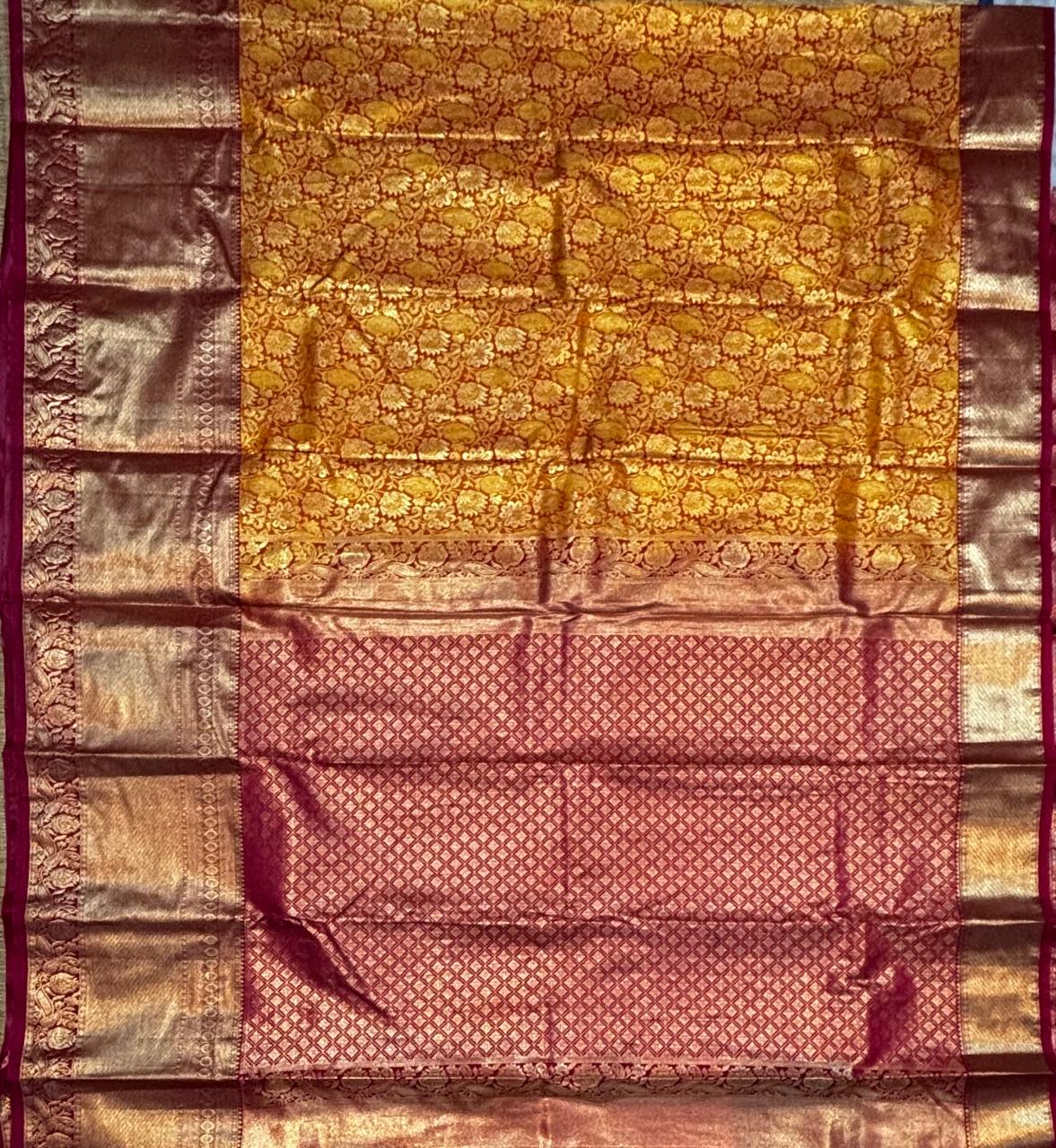 Exquisite Semi Dharmavaram Silk Saree with Rich Gold Zari Border &amp; Pallu