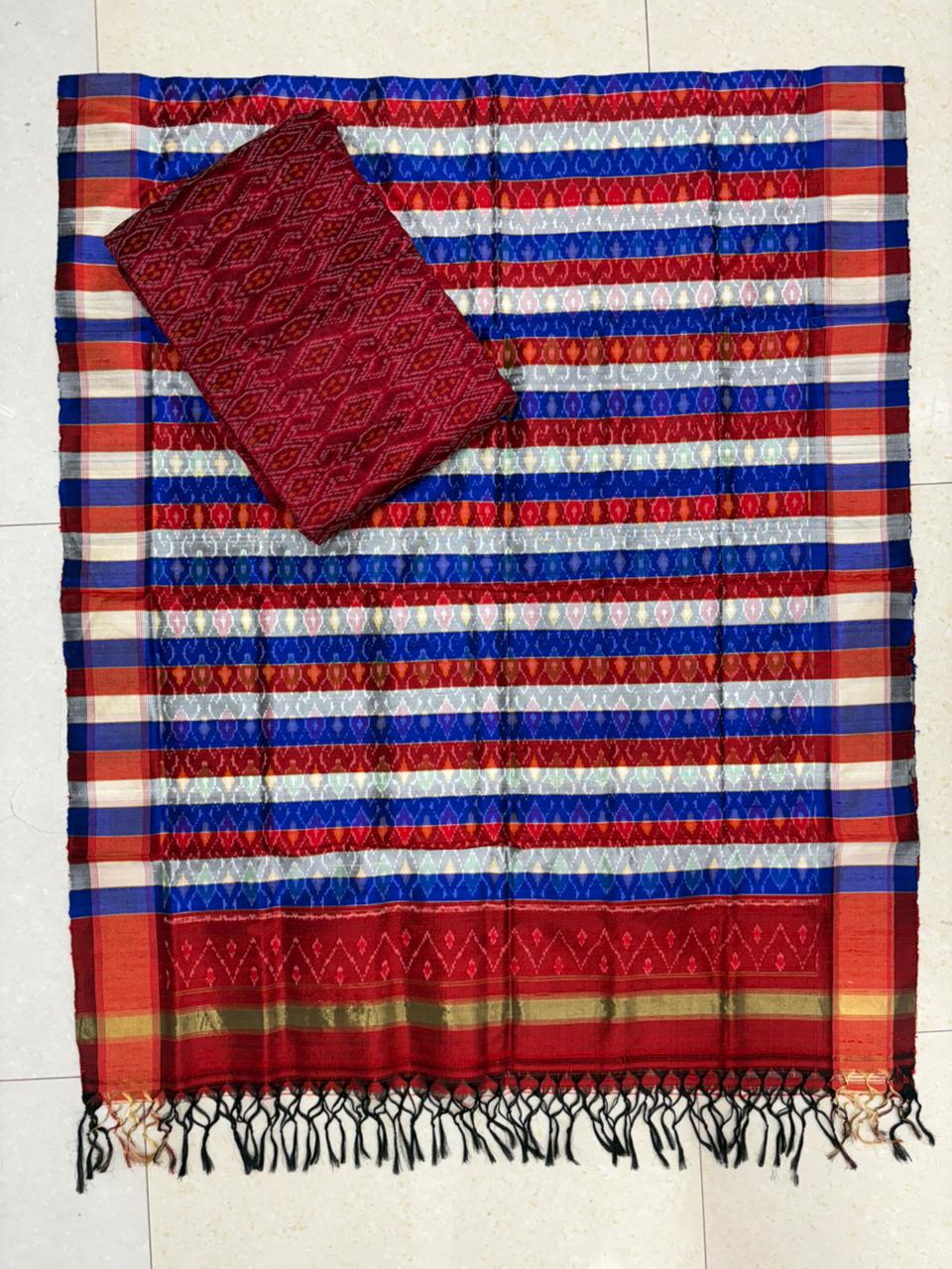 Latest Ikkat Silk Dress Material: Multi Color Pochampally Salwar Suit