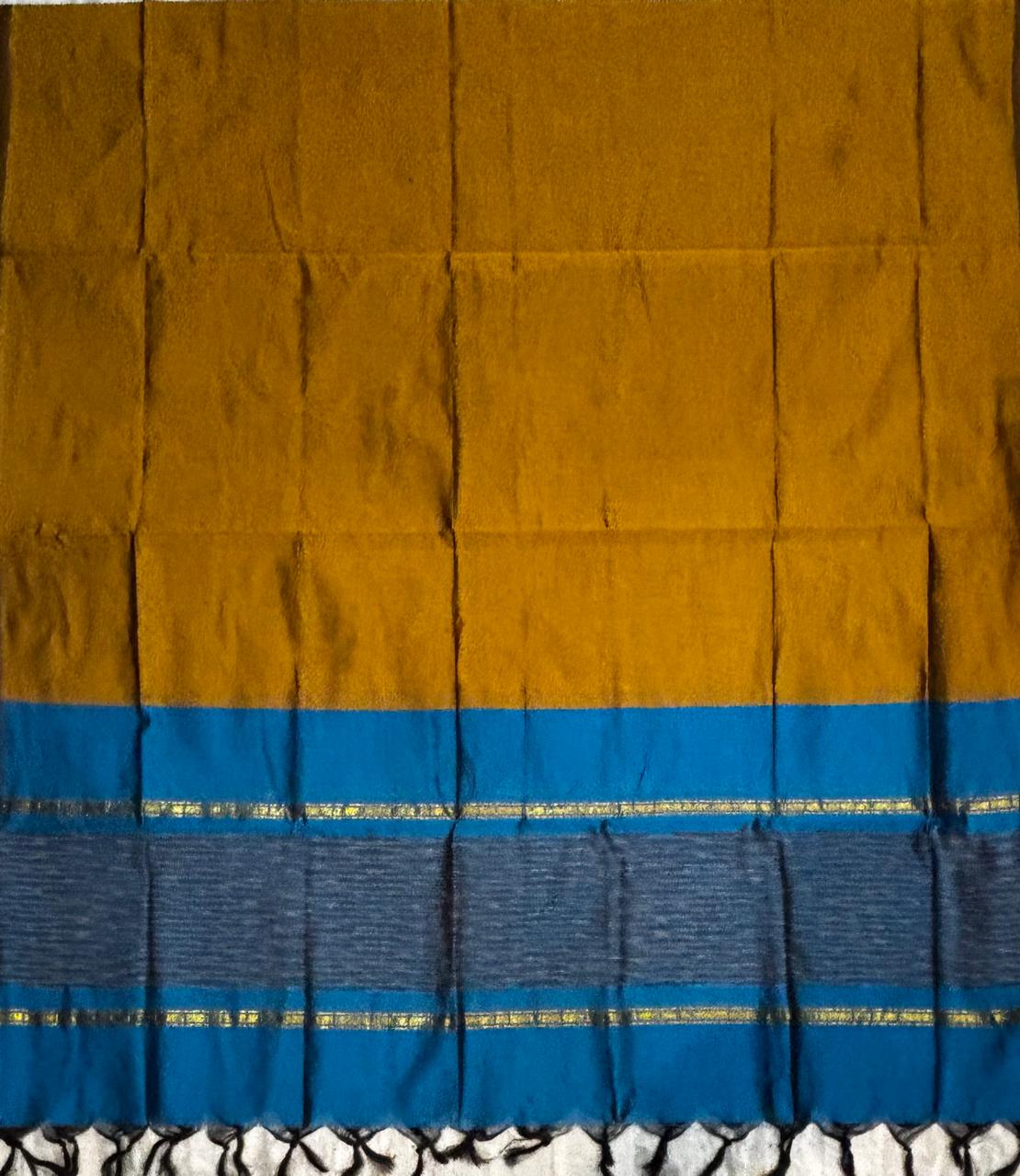 Pochampally Ikkat Poly Cotton Unstitched Dress Material with Dupatta (3-Piece Set)