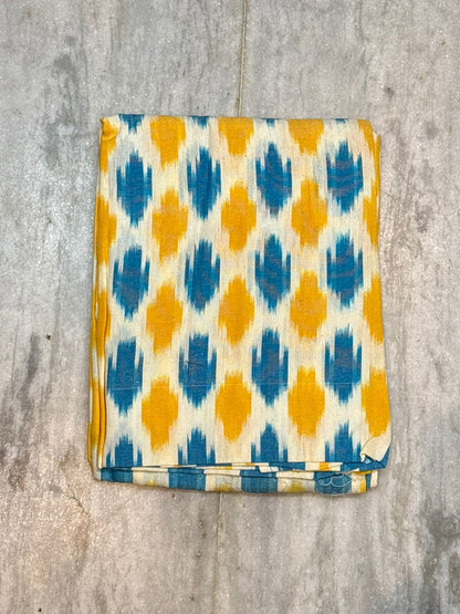DOUBLE IKAT BLUE AND BROWN COLOR DRESS MATERIALS-B47