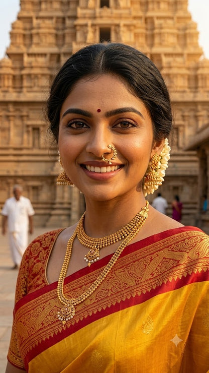 Pure Yellow &amp; Red Gadwal Silk Saree | Silk Mark Certified-g113
