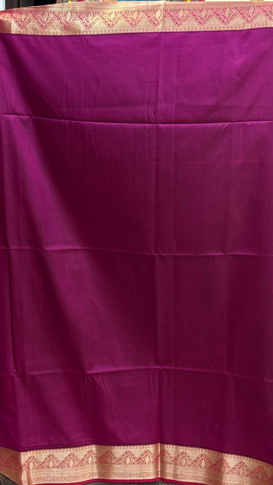 Dharmavaram Pattu Traditional Teal Blue Silk Saree with Magenta Gold Zari Border &amp; Pallu