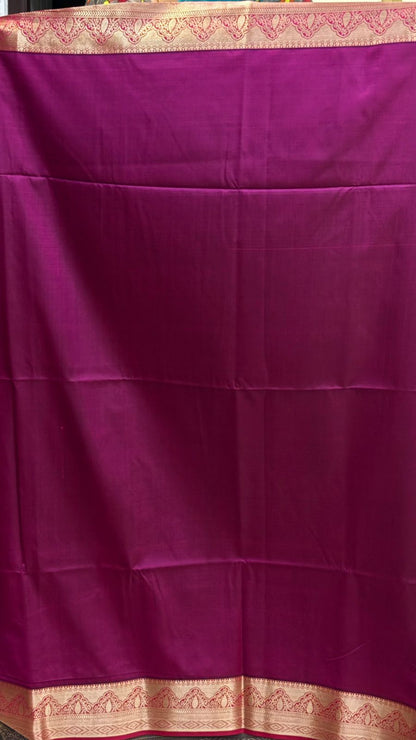 Dharmavaram Pattu Traditional Teal Blue Silk Saree with Magenta Gold Zari Border &amp; Pallu