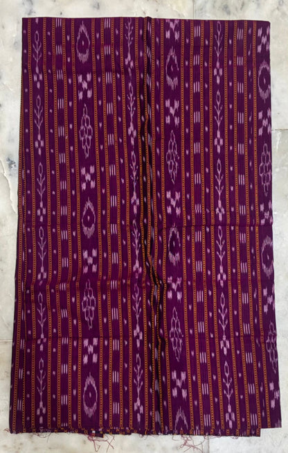 Unstitched Purple &amp; Grey Ikat Cotton Suit Material