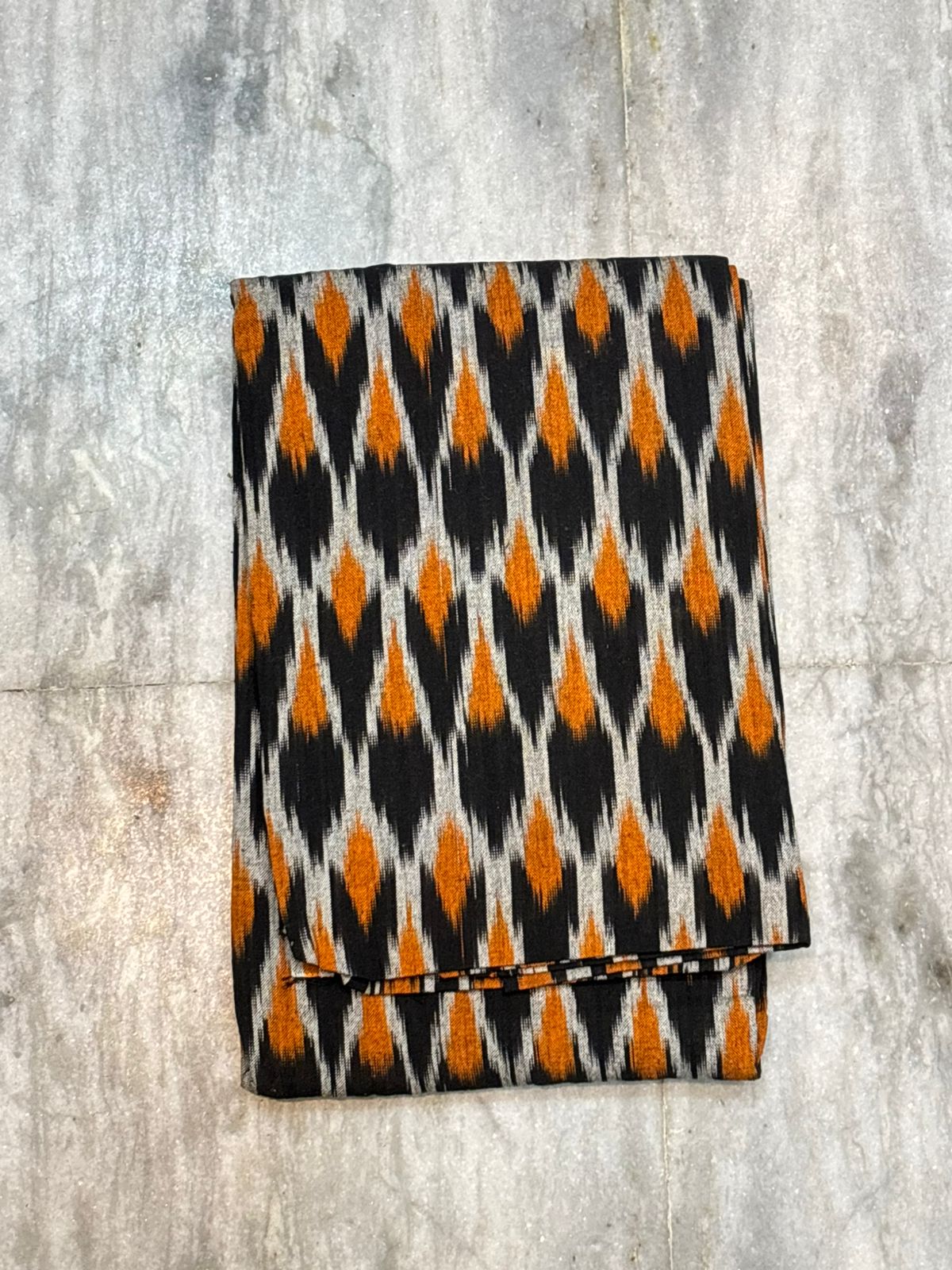DOUBLE IKAT COTTON BLACK WITH YELLOW COLOR DRESS MATERIAL-B50