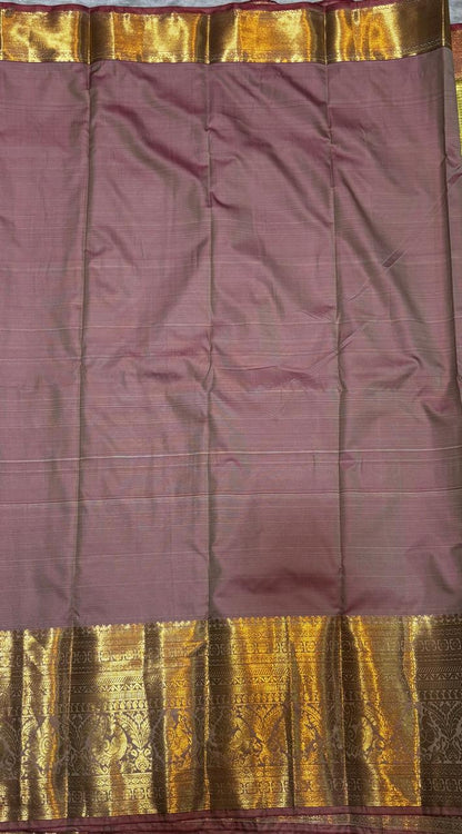 Stunning Lime Green &amp; Lavender Semi Dharmavaram Silk Saree with Rich Zari Brocade