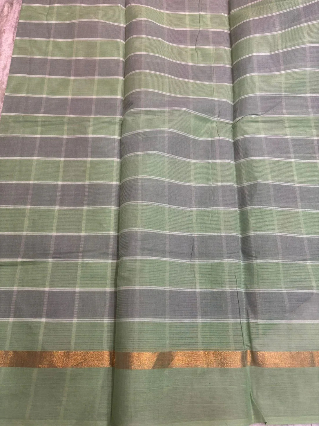 MANGALAGIRI COTTONS BODY CHECKS DESIGNER BORDER ZARI PALLU AND BLOUSE RUNNING