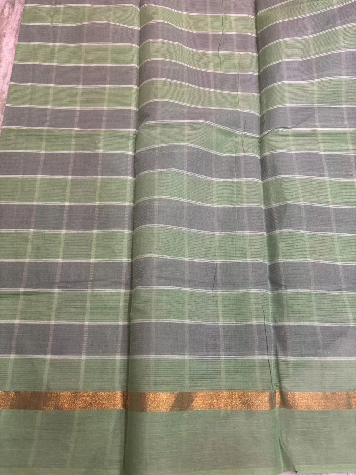 MANGALAGIRI COTTONS BODY CHECKS DESIGNER BORDER ZARI PALLU AND BLOUSE RUNNING