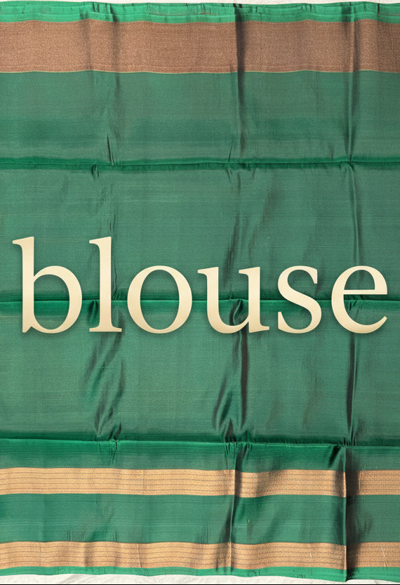Olive Green &amp; Emerald Soft Silk Saree Online | Traditional Zari