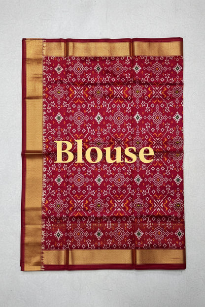 Bottle Green &amp; Maroon Pochampally Ikkat Silk Saree