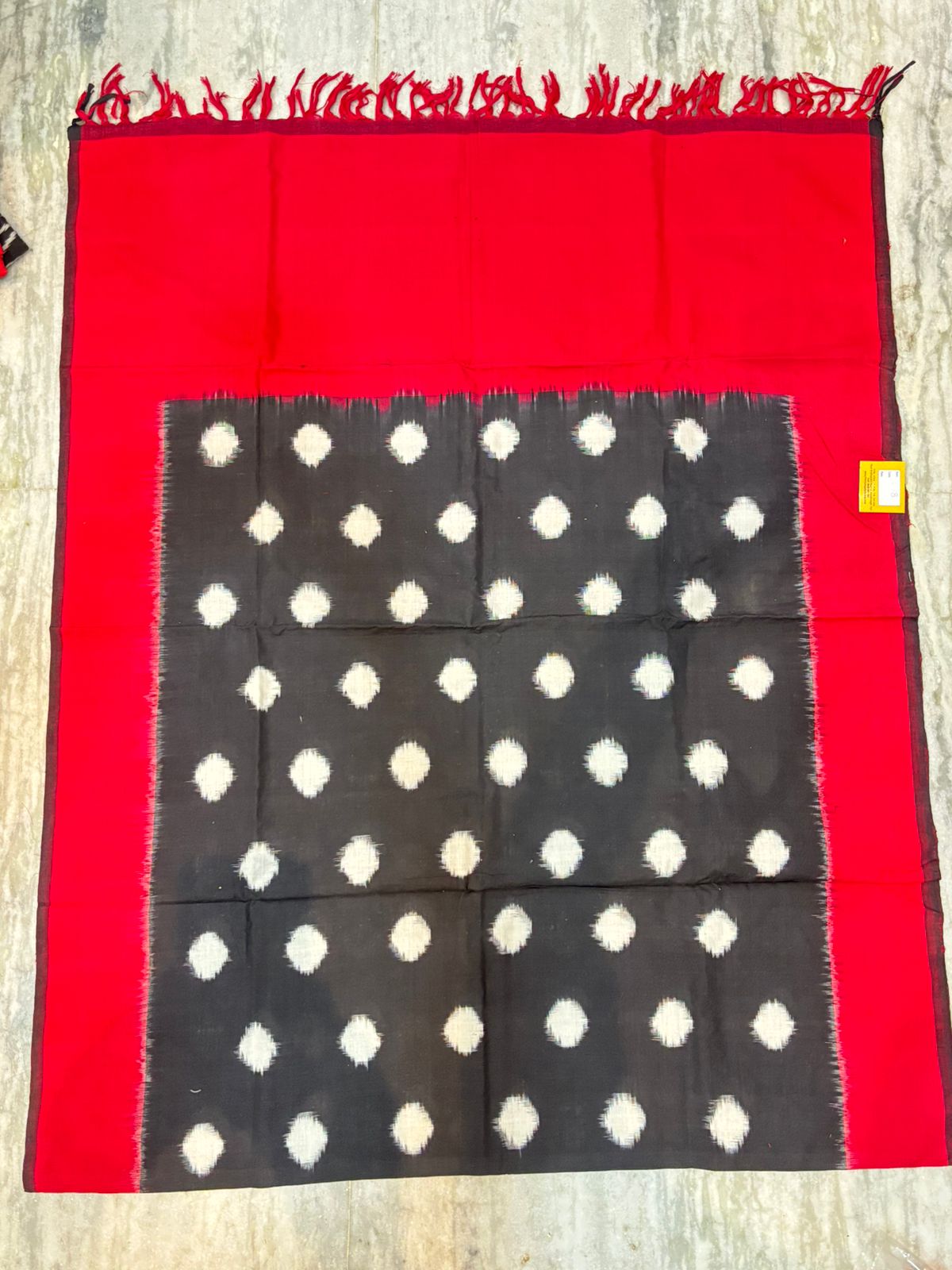 DOUBLE IKKAT BLACK WITH RED COLOR DRESS MATERIAL-C38