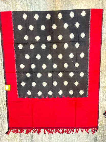 DOUBLE IKKAT BLACK WITH RED COLOR DRESS MATERIAL-C38