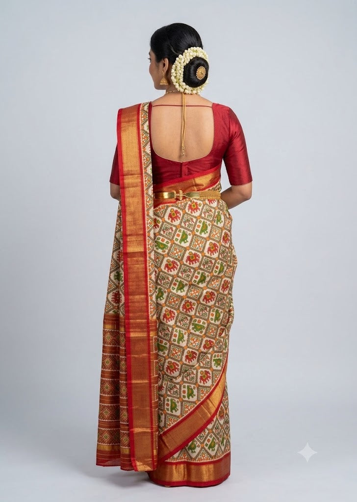 Pure Ikkat Tissue Bridal Silk Saree with Handloom Silk Mark Certification