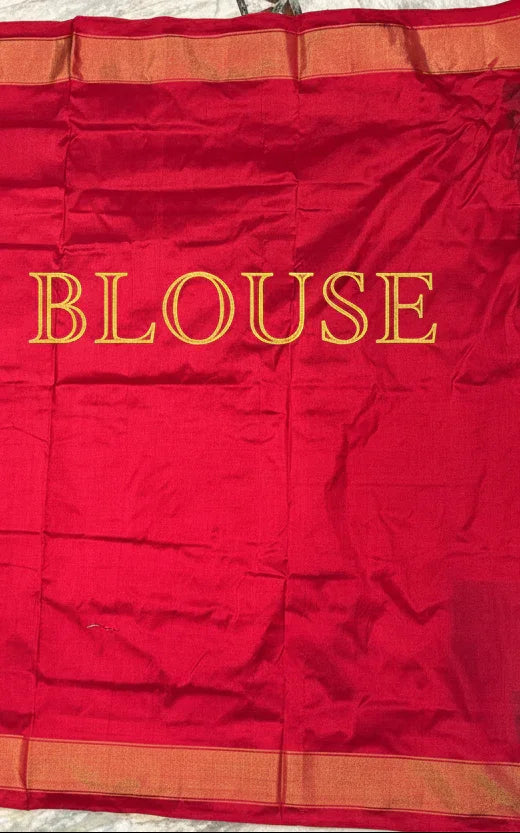 Pochampally Ikat Patola Silk Navy Blue Red Sari - pochampallysarees.com