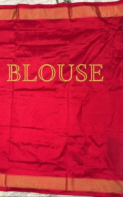 Pochampally Ikat Patola Silk Navy Blue Red Sari - pochampallysarees.com