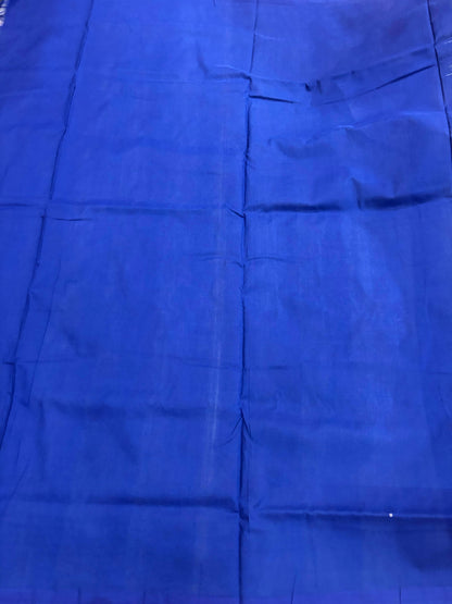 POCHAMPALLY IKKAT COTTON SKY BLUE BODY BORDER BLUE SARI BLUE BLOUSE - pochampallysarees.com