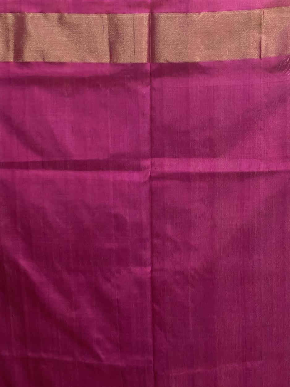 POCHAMPALLY IKKAT SILK MIDDLE CREAM&amp;nbsp; TISSUE BORDER ONE SIDE PINK ONE SIDE YELLOW PALLU AND BLOUSE SAME PINK - pochampallysarees.com